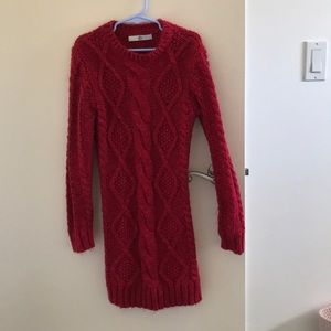 girls red knitted dress